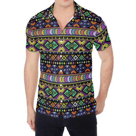 Colorful Native Navajo Tribal Print Men's Shirt