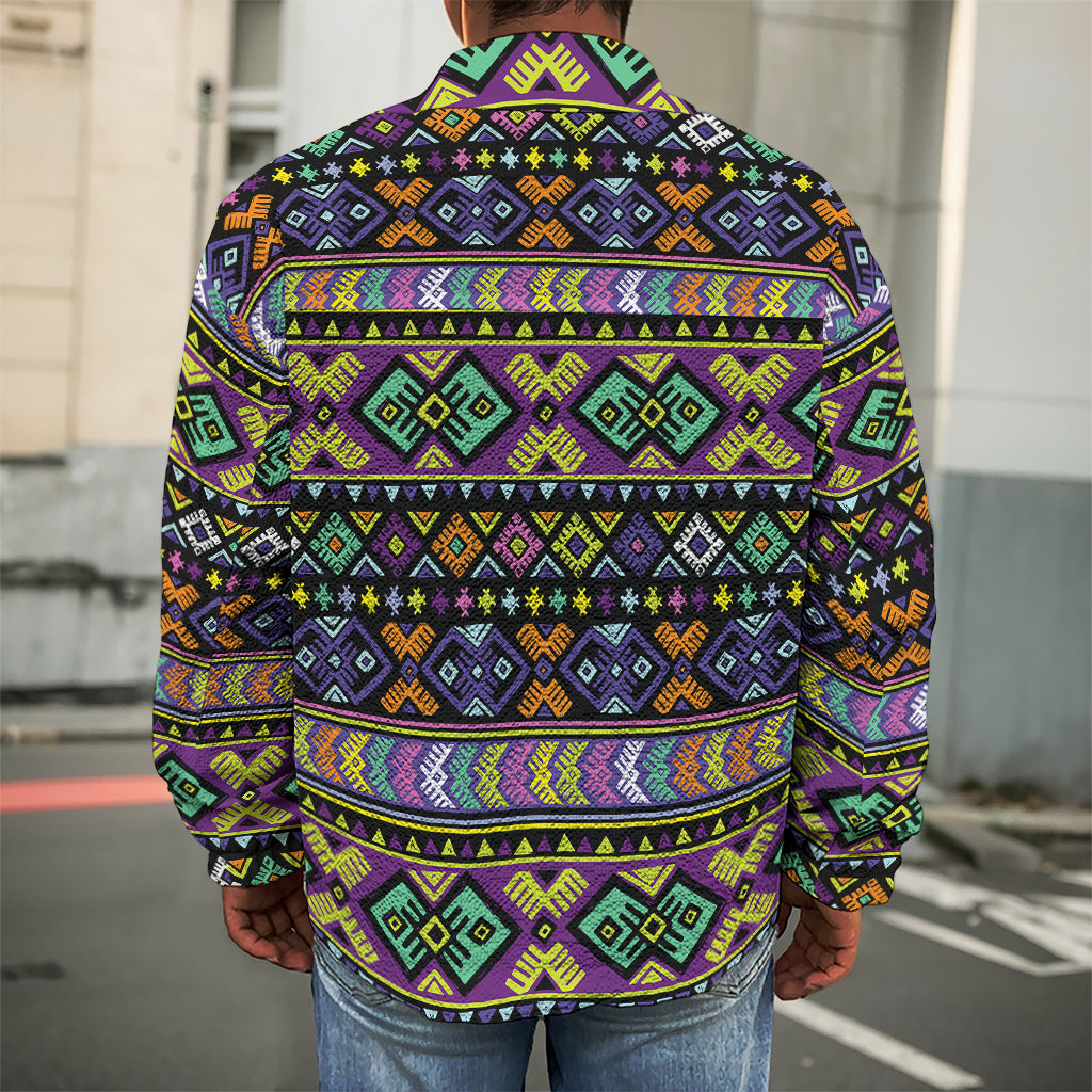 Colorful Native Navajo Tribal Print Men's Shirt Jacket