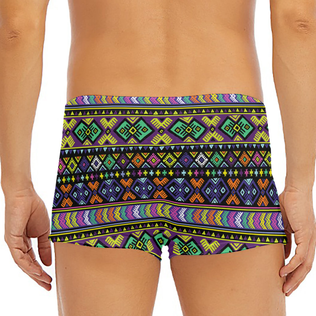 Colorful Native Navajo Tribal Print Men's Short Boxer Briefs