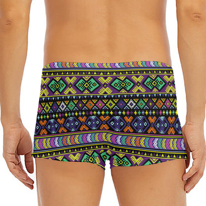 Colorful Native Navajo Tribal Print Men's Short Boxer Briefs