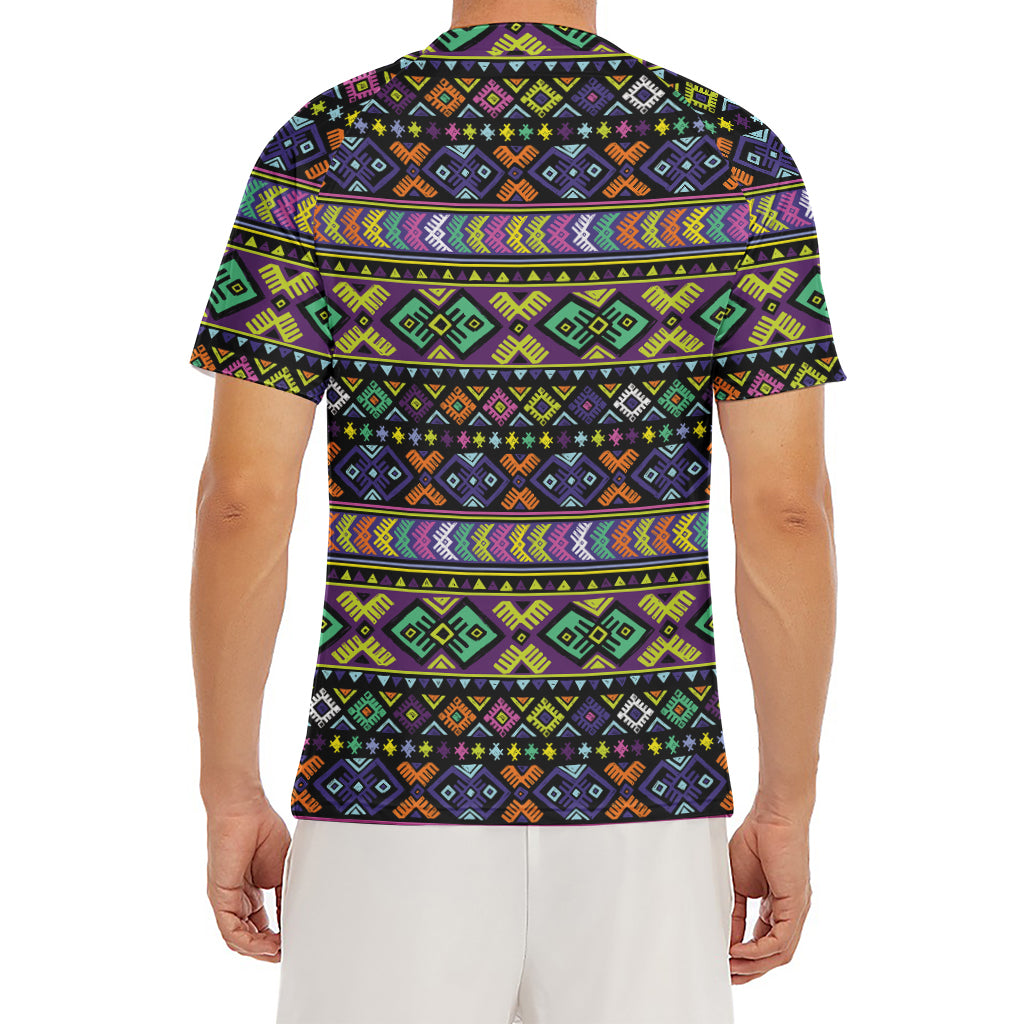 Colorful Native Navajo Tribal Print Men's Short Sleeve Rash Guard