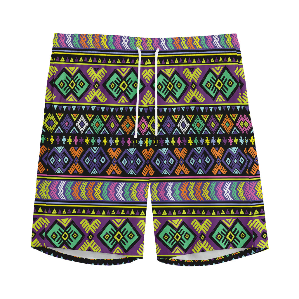 Colorful Native Navajo Tribal Print Men's Sports Shorts