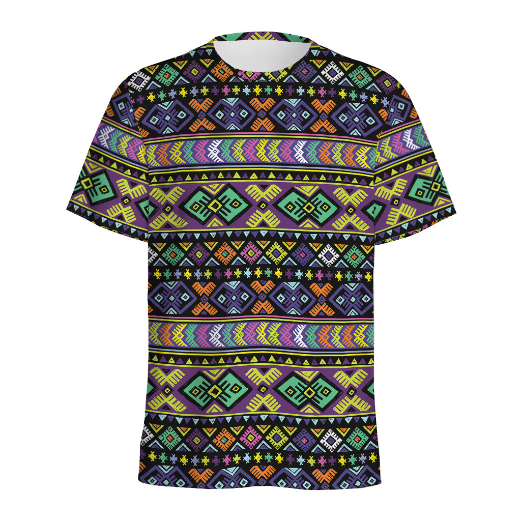 Colorful Native Navajo Tribal Print Men's Sports T-Shirt