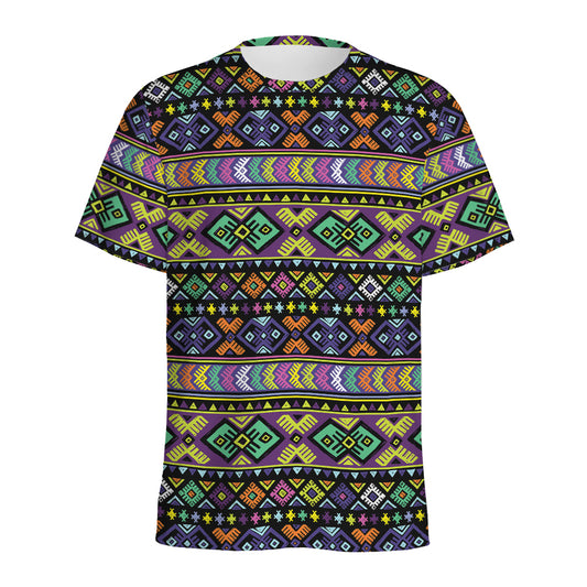 Colorful Native Navajo Tribal Print Men's Sports T-Shirt