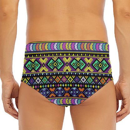 Colorful Native Navajo Tribal Print Men's Triangle Swim Briefs