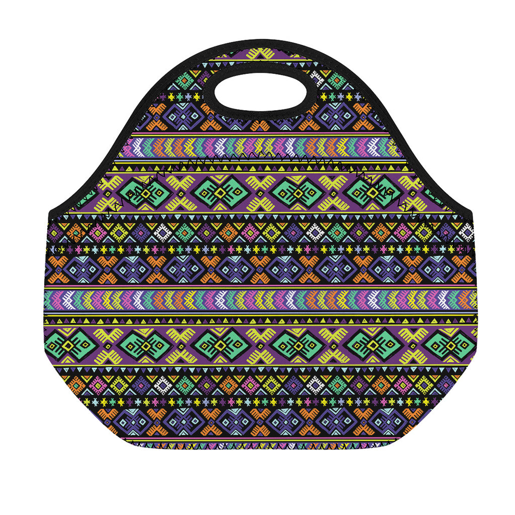 Colorful Native Navajo Tribal Print Neoprene Lunch Bag