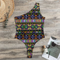 Colorful Native Navajo Tribal Print One Shoulder Bodysuit