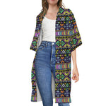 Colorful Native Navajo Tribal Print Open Front Beach Cover Up