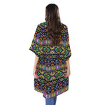 Colorful Native Navajo Tribal Print Open Front Beach Cover Up
