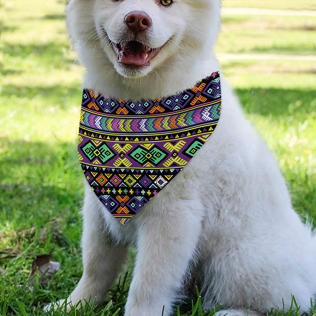 Colorful Native Navajo Tribal Print Over The Collar Dog Bandana