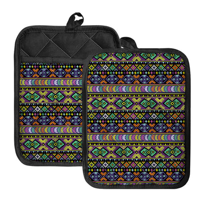 Colorful Native Navajo Tribal Print Pot Holders With Pocket