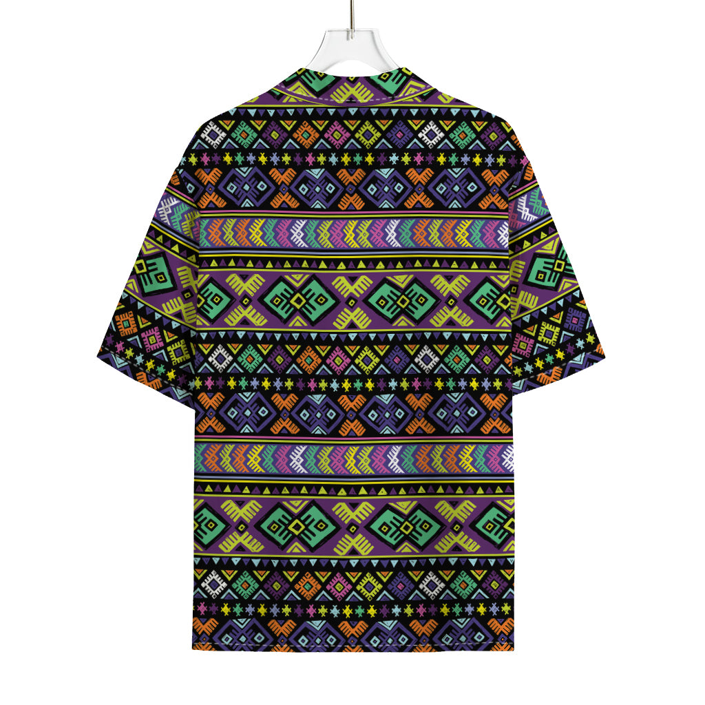 Colorful Native Navajo Tribal Print Rayon Hawaiian Shirt