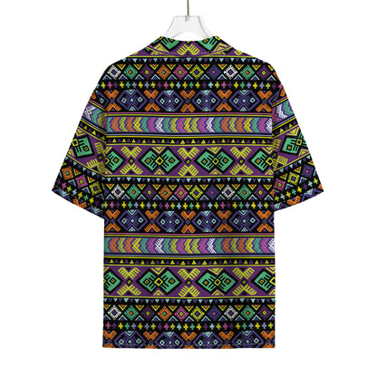 Colorful Native Navajo Tribal Print Rayon Hawaiian Shirt