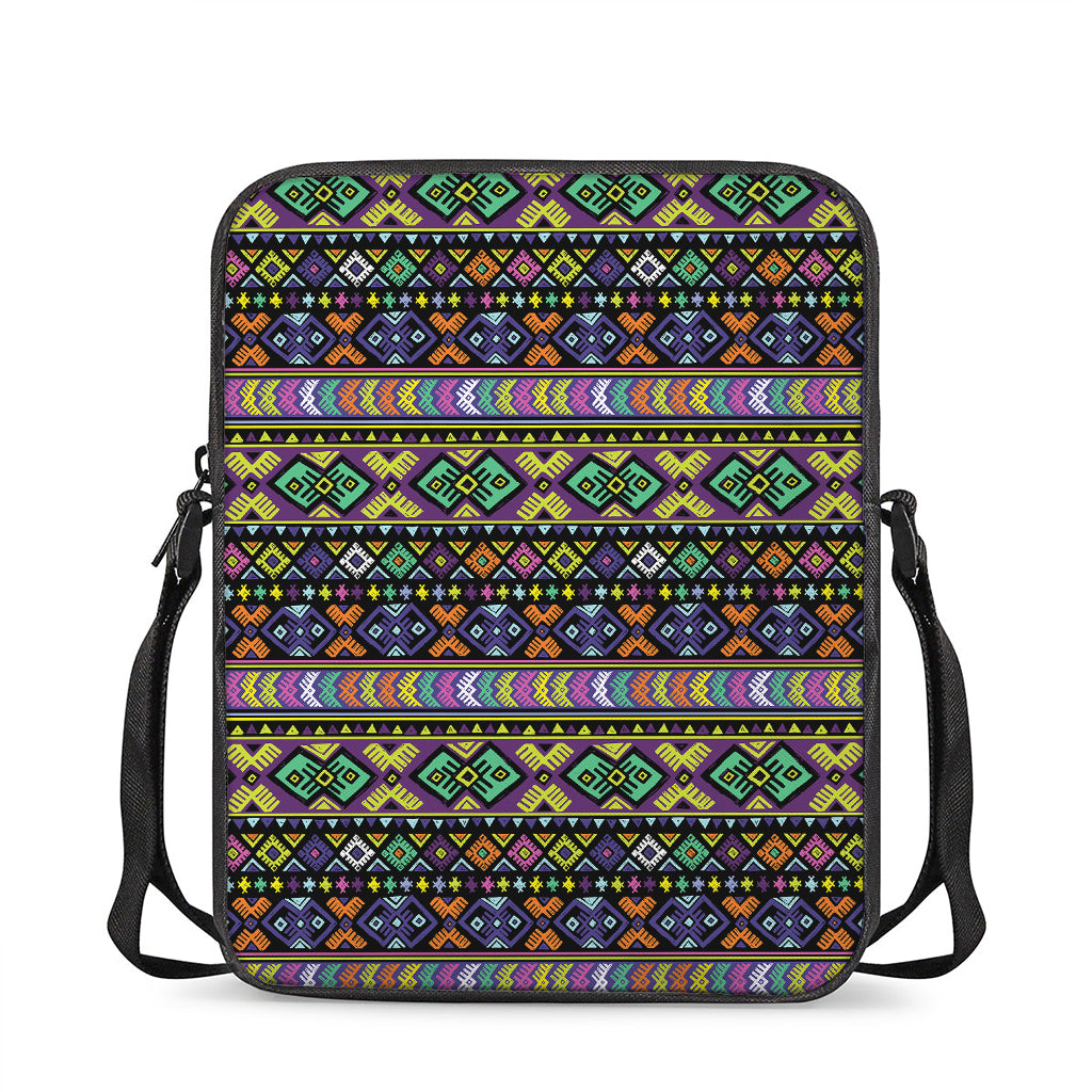 Colorful Native Navajo Tribal Print Rectangular Crossbody Bag