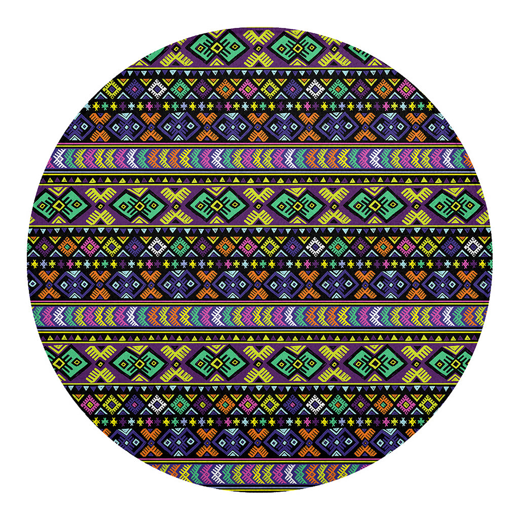 Colorful Native Navajo Tribal Print Round Blanket