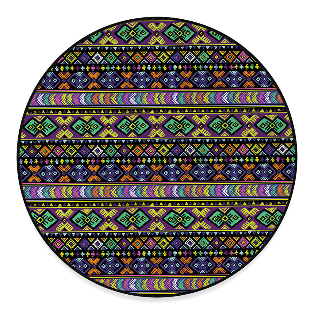 Colorful Native Navajo Tribal Print Round Floor Mat