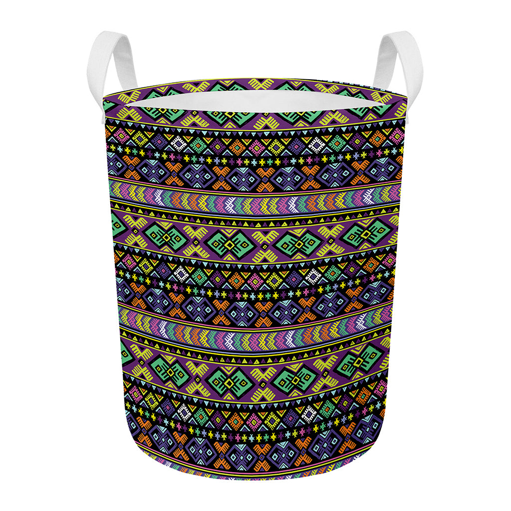 Colorful Native Navajo Tribal Print Round Laundry Basket
