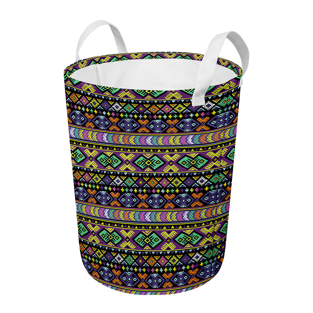 Colorful Native Navajo Tribal Print Round Laundry Basket