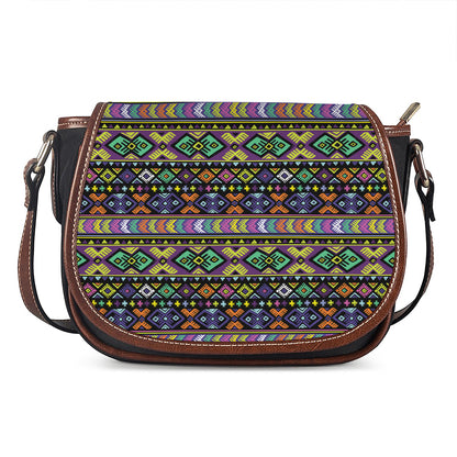 Colorful Native Navajo Tribal Print Saddle Bag