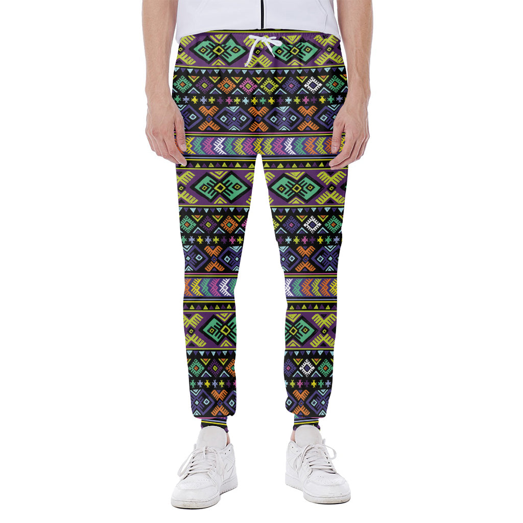 Colorful Native Navajo Tribal Print Scuba Joggers
