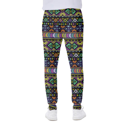 Colorful Native Navajo Tribal Print Scuba Joggers