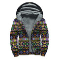 Colorful Native Navajo Tribal Print Sherpa Lined Zip Up Hoodie