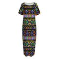 Colorful Native Navajo Tribal Print Short Sleeve Long Nightdress