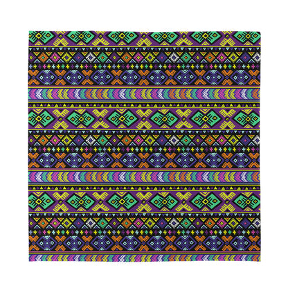 Colorful Native Navajo Tribal Print Silk Bandana