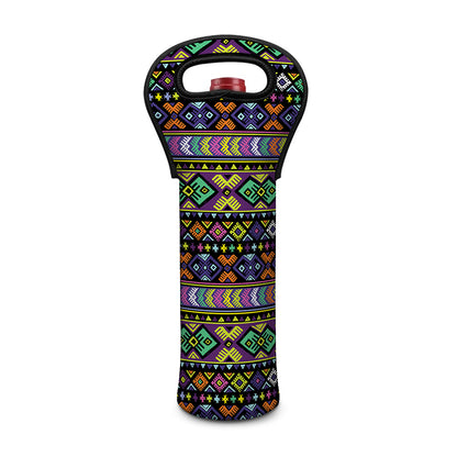 Colorful Native Navajo Tribal Print Single Neoprene Wine Tote