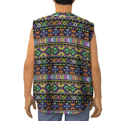 Colorful Native Navajo Tribal Print Sleeveless Baseball Jersey