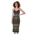 Colorful Native Navajo Tribal Print Slim Fit Midi Cami Dress