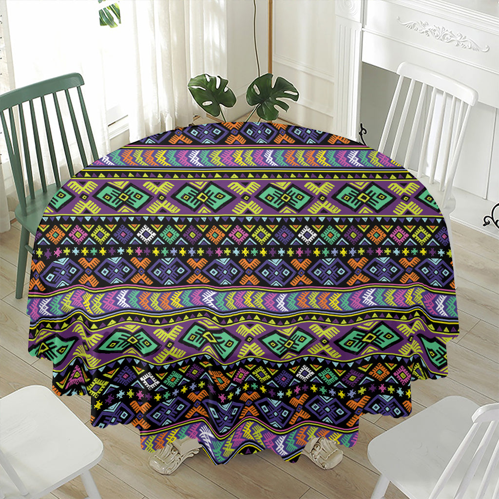 Colorful Native Navajo Tribal Print Waterproof Round Tablecloth