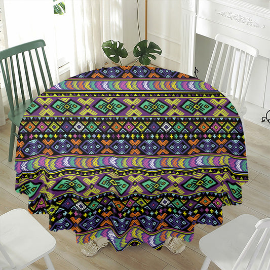Colorful Native Navajo Tribal Print Waterproof Round Tablecloth