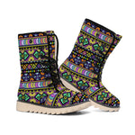 Colorful Native Navajo Tribal Print Winter Boots