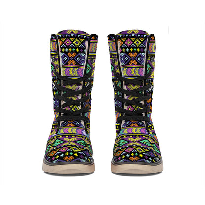 Colorful Native Navajo Tribal Print Winter Boots