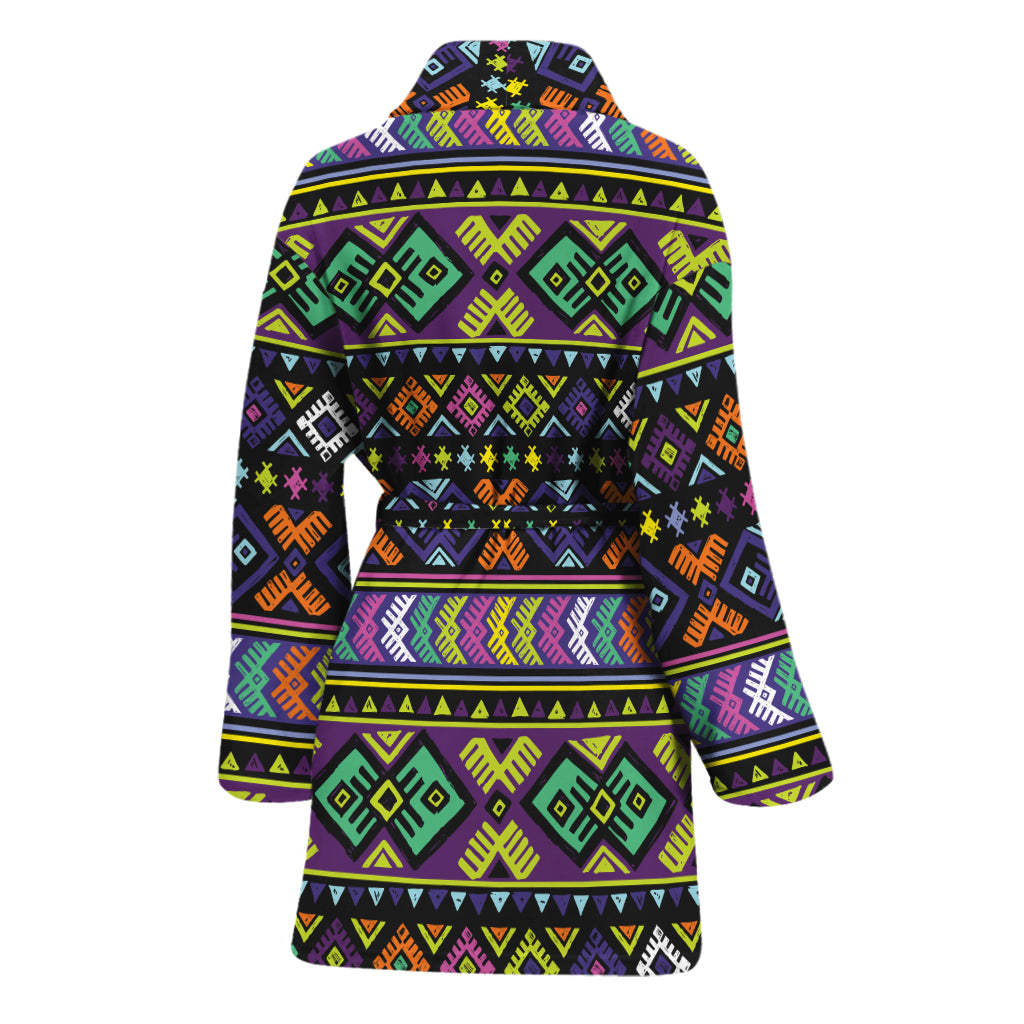 Colorful Native Navajo Tribal Print Women's Bathrobe