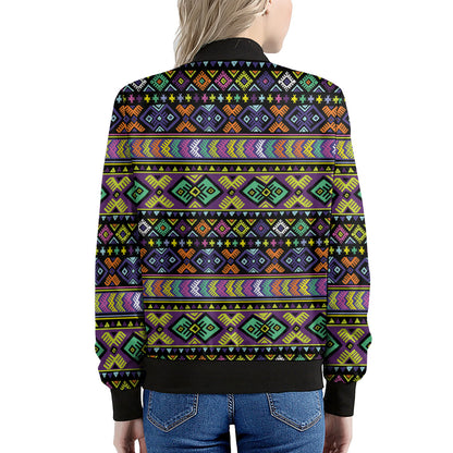 Colorful Native Navajo Tribal Print Women's Bomber Jacket