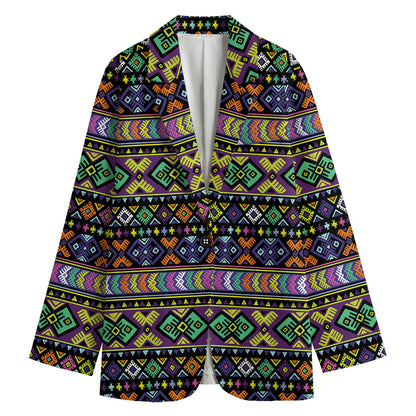 Colorful Native Navajo Tribal Print Women's Cotton Blazer