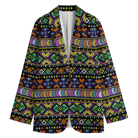 Colorful Native Navajo Tribal Print Women's Cotton Blazer
