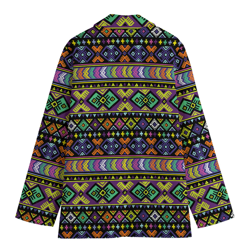 Colorful Native Navajo Tribal Print Women's Cotton Blazer