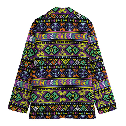 Colorful Native Navajo Tribal Print Women's Cotton Blazer