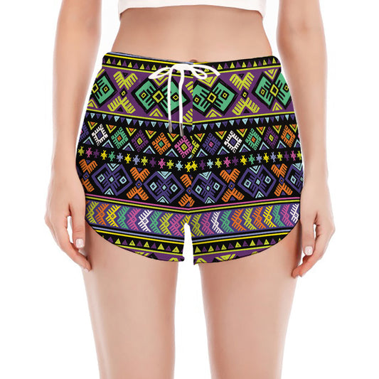 Colorful Native Navajo Tribal Print Women's Split Running Shorts