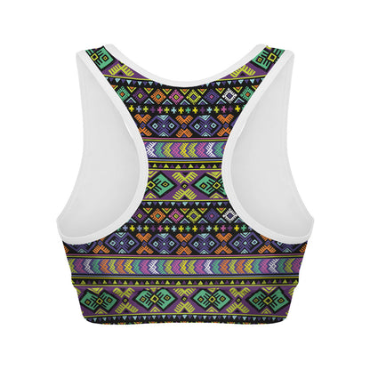 Colorful Native Navajo Tribal Print Women's Sports Bra