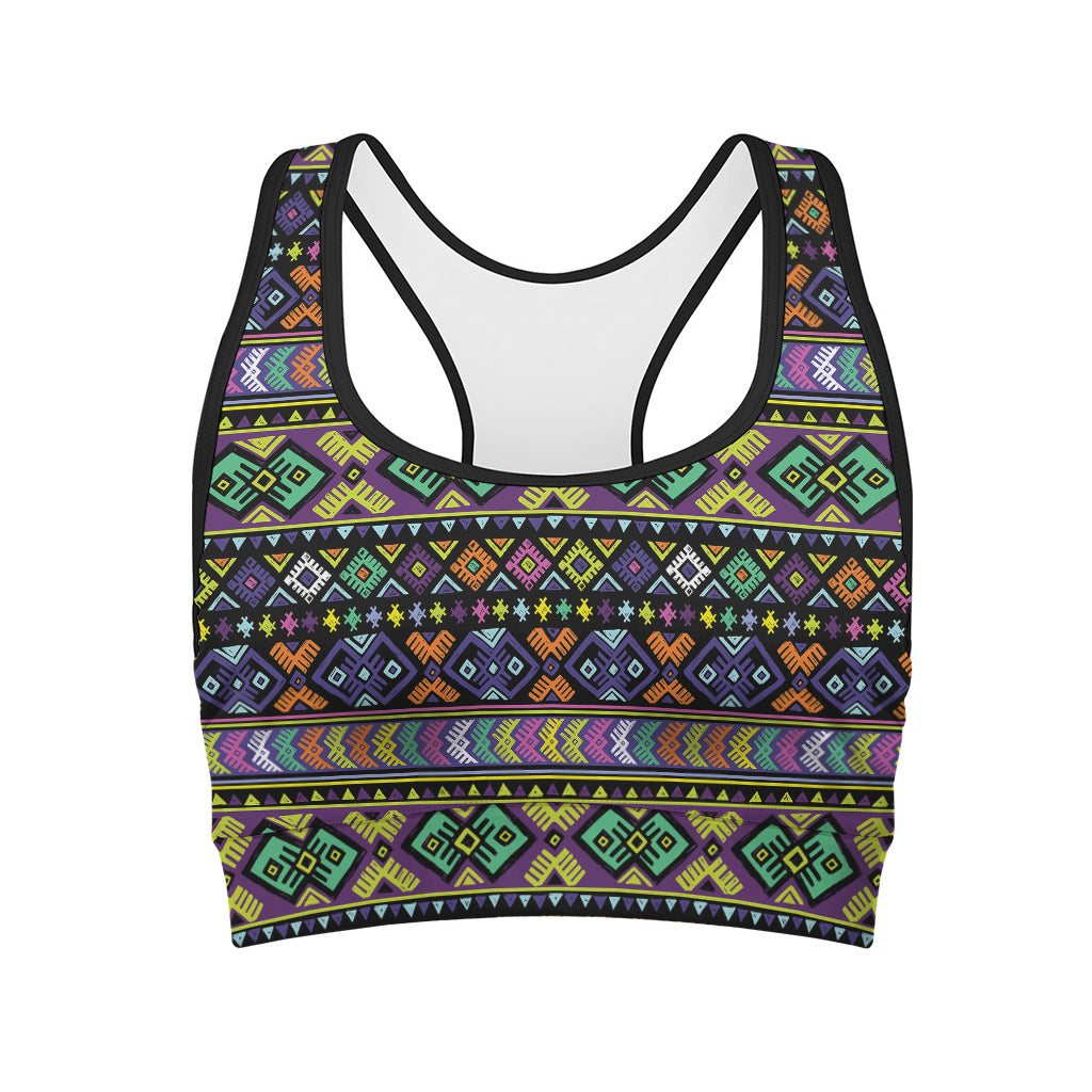 Colorful Native Navajo Tribal Print Women's Sports Bra