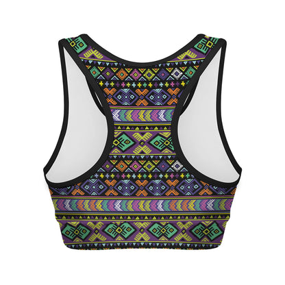 Colorful Native Navajo Tribal Print Women's Sports Bra