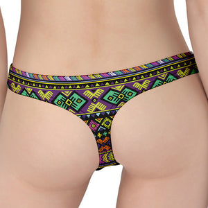 Colorful Native Navajo Tribal Print Women's Thong