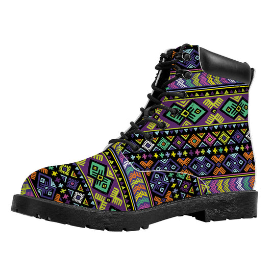 Colorful Native Navajo Tribal Print Work Boots
