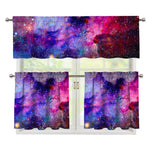 Colorful Nebula Galaxy Space Print 3 Piece Kitchen Curtains
