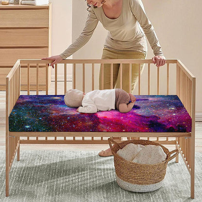 Colorful Nebula Galaxy Space Print Baby Crib Sheet