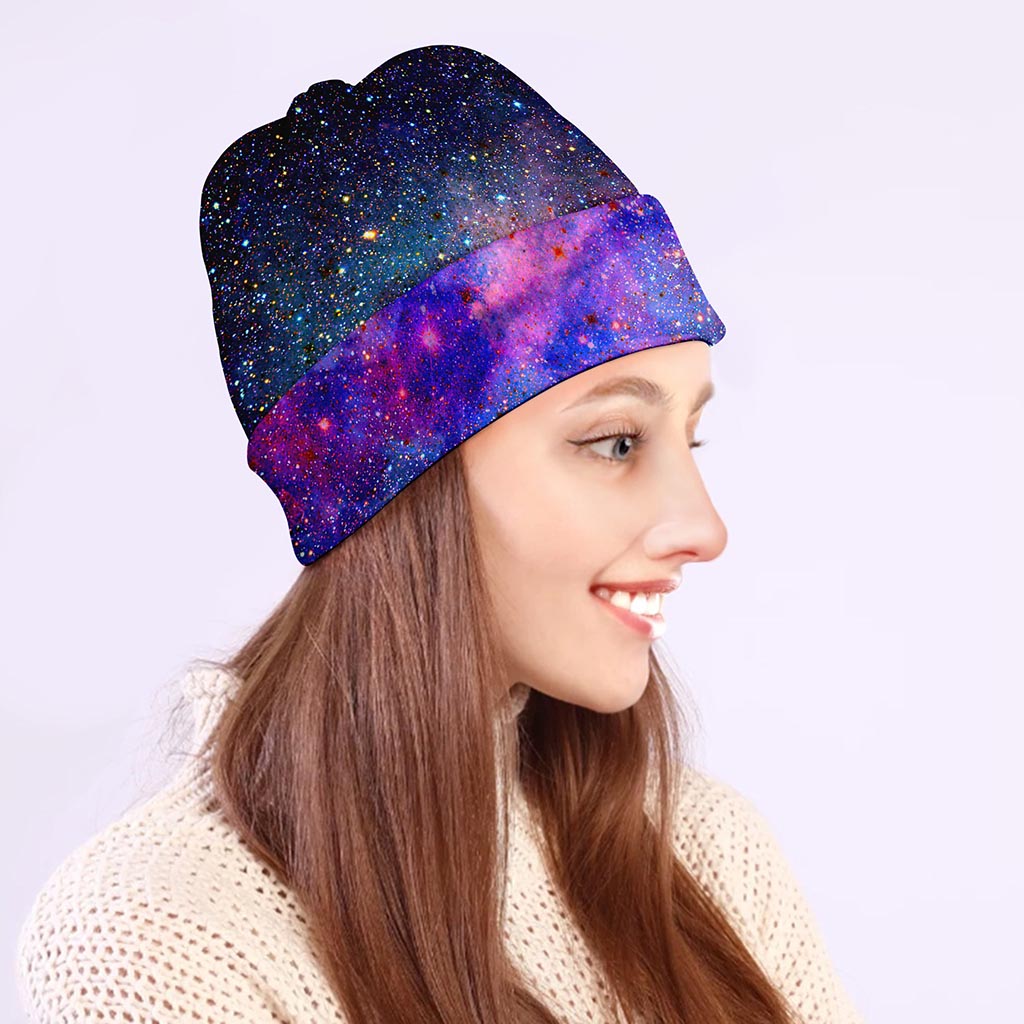 Colorful Nebula Galaxy Space Print Beanie